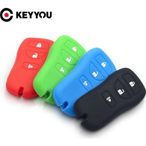 KEYYOU 3 Buttons For Nissan Armada Xterra Pathfinder Frontier Quest Titan Murano Remote Key Fob Shell Silicone Case