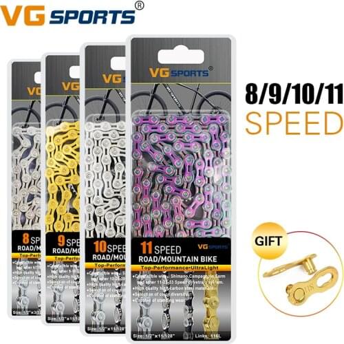 VG Sports 8 9 10 11 speed Bicycle chain half hollow bike chain mountain road bike full hollow bicycle chains ultralight 116Links