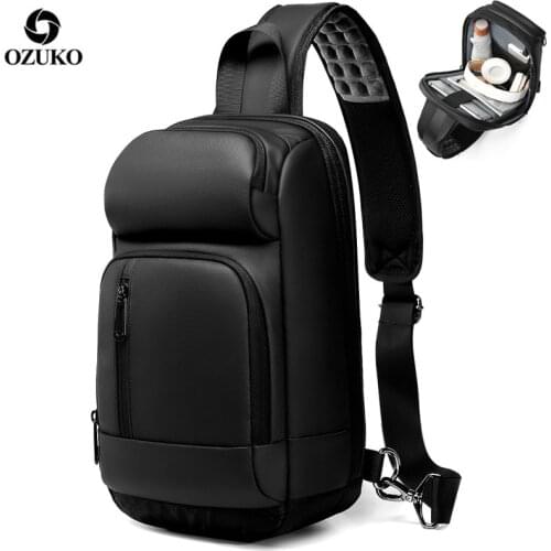 OZUKO Crossbody Bags Men Short Trip Mens USB Charging Shoulder Bag Male Waterproof Messenger 9.7" iPad Sling Bag High Quality