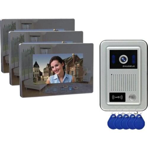 ZHUDELE Brand Home Intercom Doorbel7" video door phone metal die-casting ,waterproof explosion-proof 700TVL HD IR camera ID Card