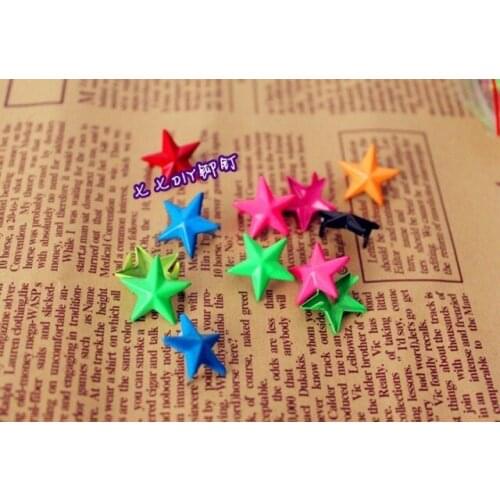 500Pcs Fashion 15mm DIY Mixed Colorfyl Neon Spike Star Stud Rivet Punk Bag Belt Craft