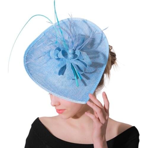 Ladies Vintage Big Fascinators Weddings Hats Women Elegant Derby Party Tea Feather Headpiece Headbands Bridal Hair Accessories