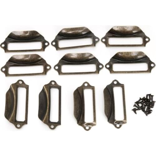 10Pcs/Set Antique Brass Label Pull Frame Handle File Name Card Holder Cabinet Drawer