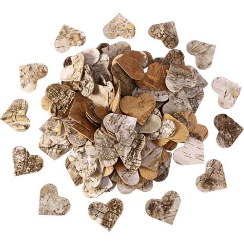 100PCS 6CM Blank Wood Slices Heart Shaped Wood Log Discs For DIY Crafts Embellishments DIY Birch Bark Heart Shaped Wood Chips