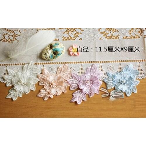 20pcs 11.5x9cm wide ivory/blue/voilet/pink dress clothes mesh embroidered lace appliques patches L14M71
