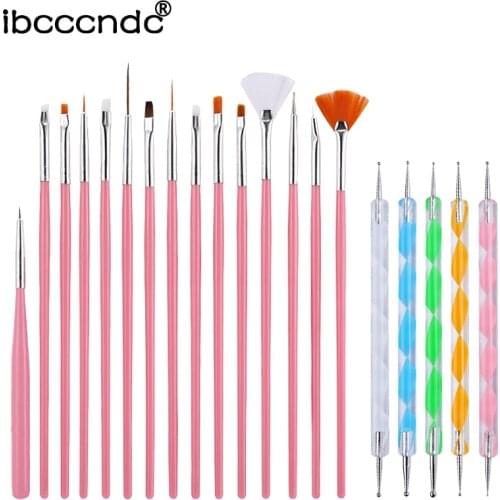 20 pcs/set Nail Tools Nail Brush Dotting Painting Drawing Pen Nail Art Brush Gel Polish Brushes Tools Nail Art Design Set Kit