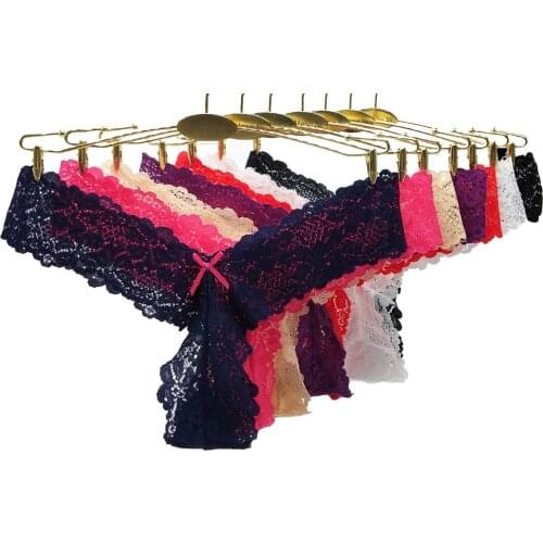 3 Pieces Womens Lace G-String Thong Panties Woman Underwear Female Sexy Lingerie Pantys Intimate Ladies Low-Rise Tanga Mujer