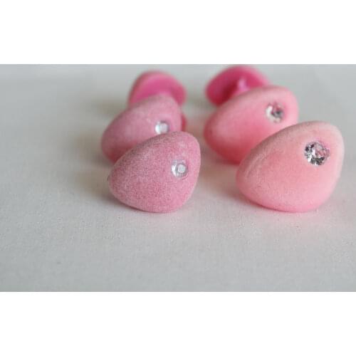 30pcs 30mm 35mm pink with diamond flocking Triangular safety toy nose & soft washer for diy doll findings--size option