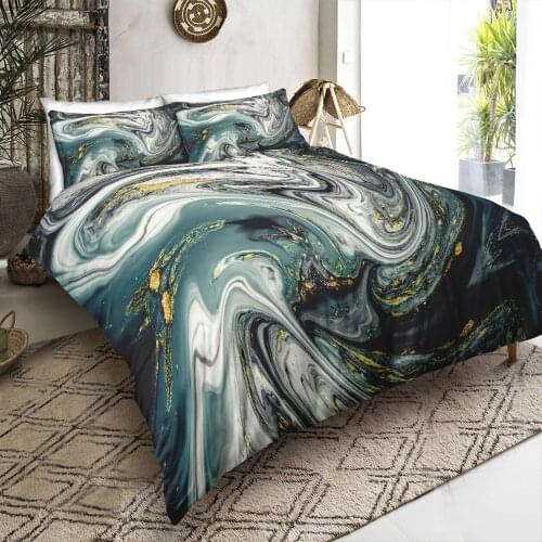 3D Luxury Gilt Marble Bedding Set Colorful Duvet Cover Pillowcase Abstract Art Comforter Set Turquoise Bed Set Bright Bedspread