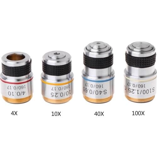 4X 10X 40X 100X Achromatic Objective Lens for Biological Microscope 185