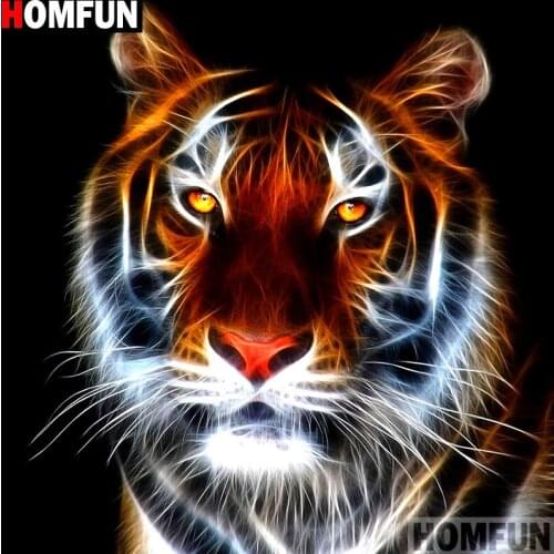 Homfun Full Square/Round Drill 5D DIY Diamond Painting "Animal tiger" 3D Embroidery Cross Stitch Home Decor Gift A11553