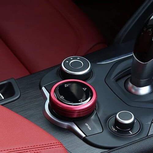 Aluminum Alloy Car Central Control Knob Decoration Ring Multimedia Knob Ring For Alfa Romeo Giulia Stelvio Interior Accessories