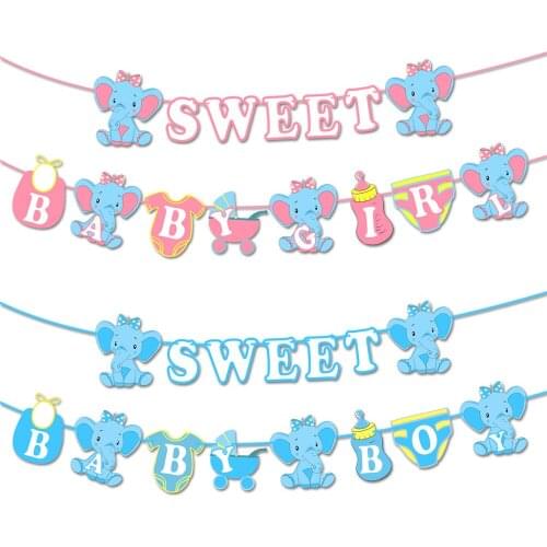 Gender Reveal Party Banner Baby Elephant Sweet One Birthday Party Banner Its Aa Boy Its Aa Girl Party Decor Kids Favor