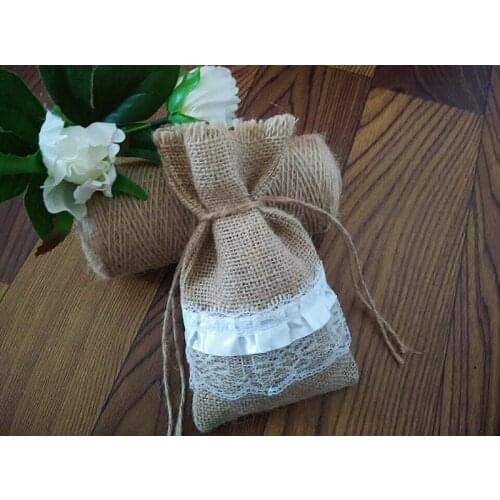 Free shipping lace Burlap lace bag Candy Bag burlap bag Lace beads bag