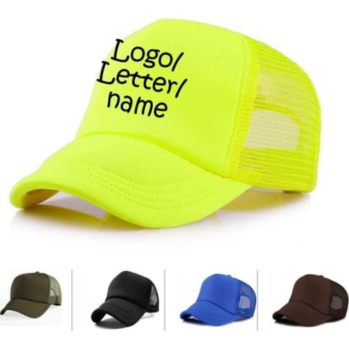 Free Vinyl Print Logo/Name Women Candy caps Camo Summer Breathable adult Cap Custom Trucker Hats Unisex Baseball Hat Outside