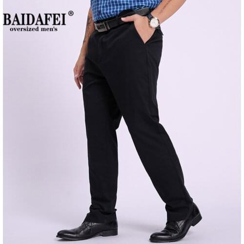 Oversized 46 48 50 52 High Quality Cotton Men Business Casual Stretch Suit Pants 2021 Spring Autumn New Straight Loose Trousers