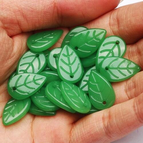50/100Pcs 11x18mm Green Color Acrylic Beads Leaves Charms Beads For Jewelry Making DIY Hairpin Earrings Fashion Charm Accessorie