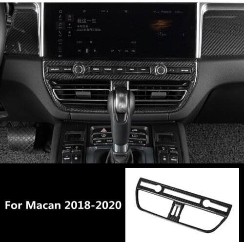 Black Real Carbon Fiber Car Interior Center Outlet Decorative Cover Moulding Trim for Porsche Macan 2018 2019 2020 Styling