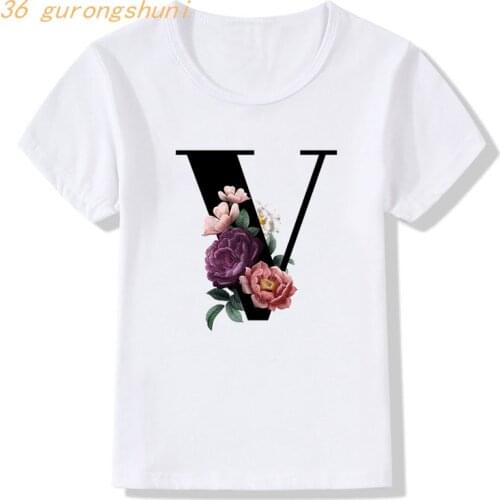 Kid Clothing T Shirt Boys T Shirts Cute Letters Children Clothes T-shirts Tops for Girls Shirts Funny Letter V X Y Z Kids Tshirt