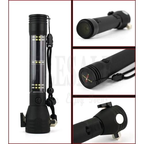 Dropshipping 10-In-1 Solar Power Multi-Function Tactical Flashlight Glass Breaker Camping Outdoor Car Home Emergency Torch