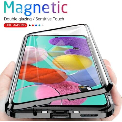 360° Full Magnetic Flip Case For Samsung Galaxy A51 A71 a515F a715F A 51 71 Double-sided Metal Edge Glass Protection Phone Cover