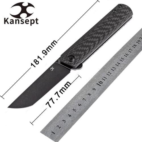 Kansept Foosa T2020T3 Pocket Folding Knife 3.06'' 154CM Twill Carbon Fiber Handle Gentlemens Camping Folding Knife