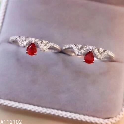 KJJEAXCMY fine jewelry 925 sterling silver inlaid natural ruby Girl fashion Chinese style simple water drop ring support test