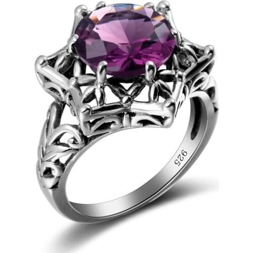 Star Of David Purple Amethyst Gemstone Rings For Women Soilid 925 Sterling Silver Trendy Fashion Jewelry Unique Handmade Gift