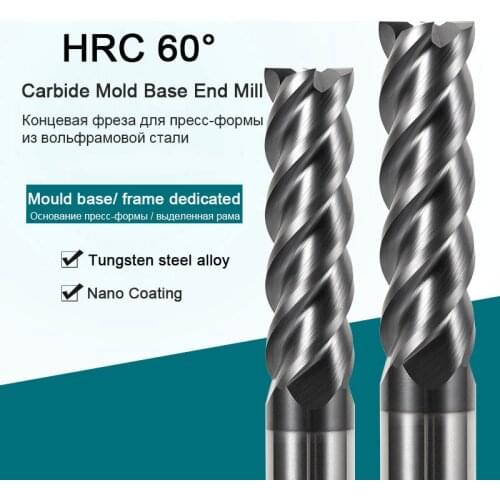 HRC60 Tungsten Steel Mold Base End Mills CNC Mold Frame Special Flat-bottomed carbide Milling Cutter for Hardened Steel 4flute