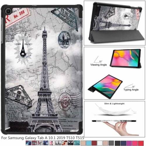 Light weight Case For Samsung Galaxy Tab A 10.1 2019 T510 T515 Cover Funda Tablet Slim Protective Flip Stand Skin Shell + film
