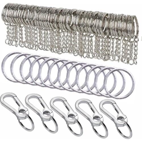 Metal Keychains with Split Ring Link Chains Key Rings Keyfob Key Pendants Holder Rings DIY Chain Keyring Lobster Clasp Wholesale