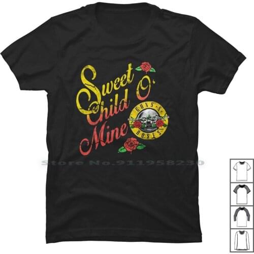 Sweet Child O' Mine T Shirt 100% Cotton Typography Popular Trend Sweet Child End Chi We Mi Hi