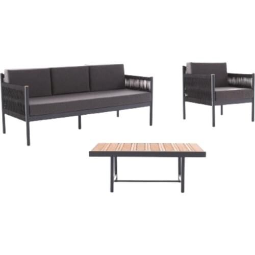 Garden Furniture Set Black Outdoor Aluminum Profile Modern Minimalist Pillow Cushion Fashion Stylish Made In Turkey