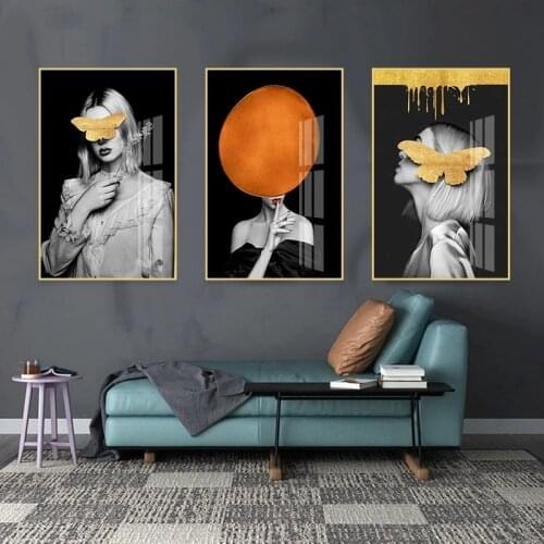 Golden Butterfly Wall Art Canvas Posters Prints Beauty Abstract Painting Decorative Picture For Living Room Modern Decoration