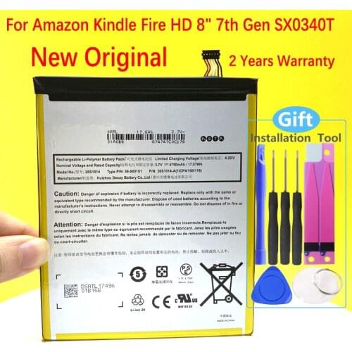 New Original Battery For Amazon1 Fire 8 7 Generation, Fire 8.7, SX0340T Tab Tablet Ebook 4750mAh 26S1014 High Quality