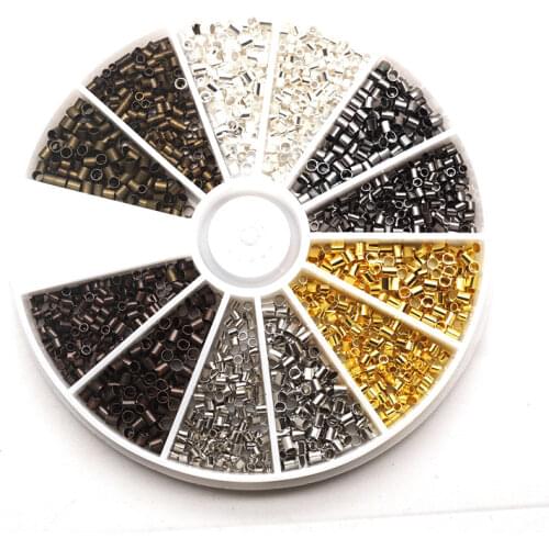 6 Colors 1.5mm 2.0mm Crimp Tube Beads Cord Cover Tips End Mixed Colors Jewelry Findings Lead Free