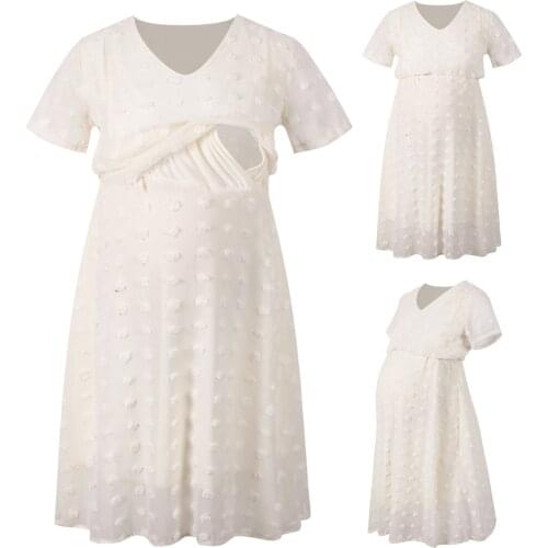 Maternity Dresses Pregnant Women Clothes Chiffon Short Sleeve Maternity Breastfeeding Casual Dress Vêtements Maternité