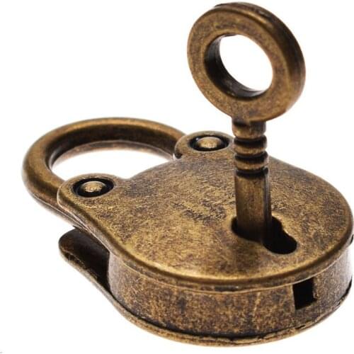 Hot Chinese Vintage Padlock Old Style Lock Notebook Luggage Belt Antique Bronze Plated Padlock With Key Suitcase Locks Hardware