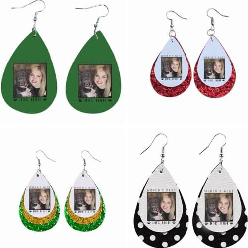 Earrings-Custom Mothers Day Gifts Monogram Worlds Best Dog Mom Paw Prints Photo Earrings