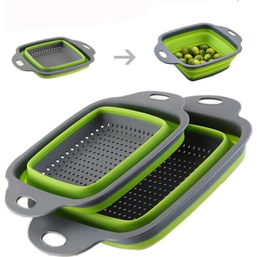 Mylb Foldable Strainer Basket Collapsible Colander Sets Square Shape Fruit Vegetable Washing Drainer Kitchen Baskets