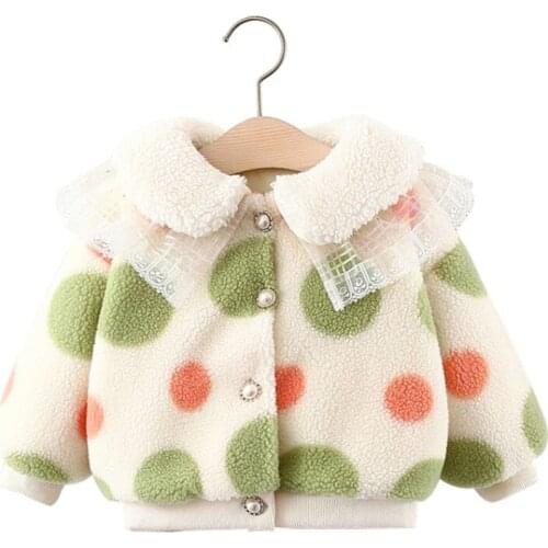 Toddler Girls Wool Coats Polka Dot Jackets Winter Thick Warm Kids Baby Coat Clothing For Girls Trench Coat