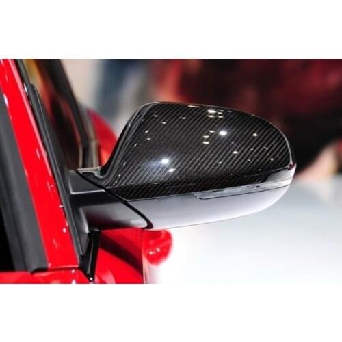 High polish Replacement with clips real carbon fiber side mirror covers rearview mirror caps for Audi A6 C7 2012-2015