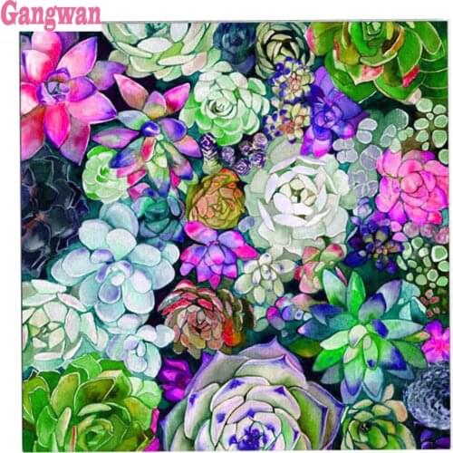 Succulent Plants Paintings Diamond Embroidery Full round square drill Crystal beads 5d Diy diamond painting color Cactus Mosaic