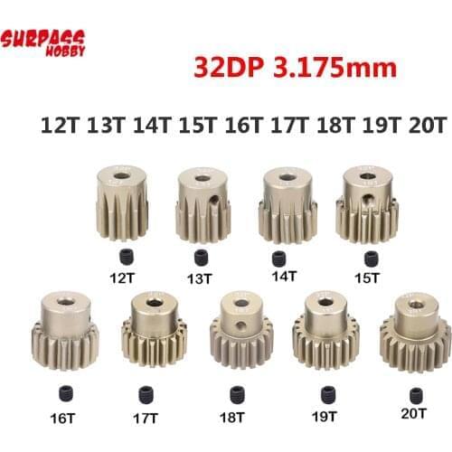 SURPASS HOBBY 5Pcs 32DP 3.175mm 12T 13T 14T 15T 16T 17T 18T 19T 20T Metal Pinion Motor Gear Set for 1/10 RC Car Truck
