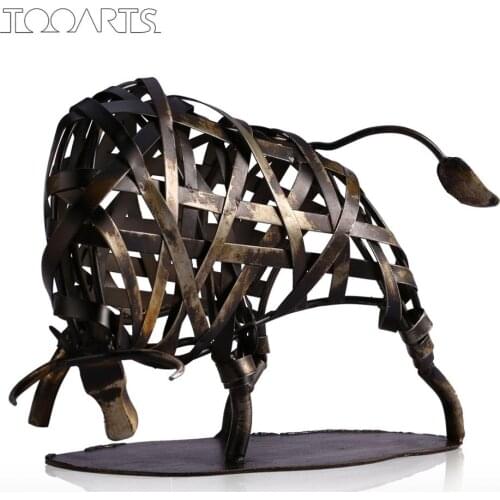 TOOARTS Durable Metal Sculpture Iron-made Braided Cattle Home Furnishing Articles Handmade Craft House Office Ornamental Artwork