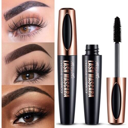 4d silk fiber mascara waterproof and easy to dry natural soft long eyelash makeup mascara black thick eyelash cosmetics
