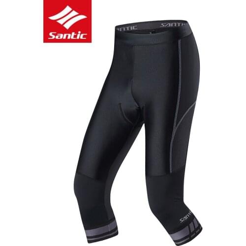 Santic Mens Cycling Shorts Coolmax 4D Padded Quick Dry MTB Road Bike Short Pants Anti-UV Anti-Sweat Covering Knee Bicycle Shorts
