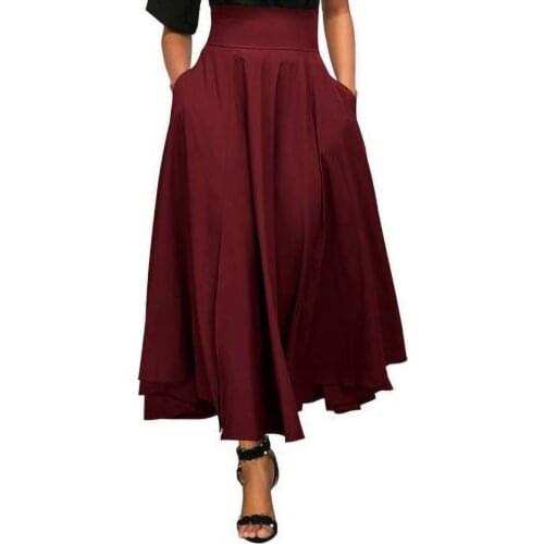 2021 Autumn Winter Fashion Solid Womens Skirts Casual A-Line Skirt High Waist Skirt Ankle Length Skirts Faldas mujer moda