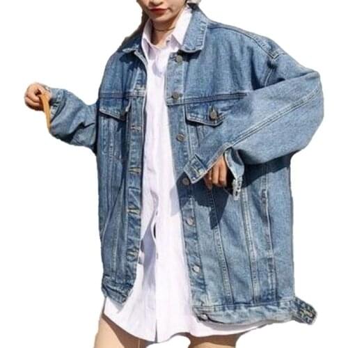 2021 Women Wholesale Hot Seller Oversized Style Fashion Lady Spring Summer Jean Jacket Loose Denim Coat Denim Jackets