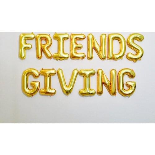 Gold or silver Friendsgiving thankful give thanks Helium Foil balloons Turkey day banners photo backdrops party decorations